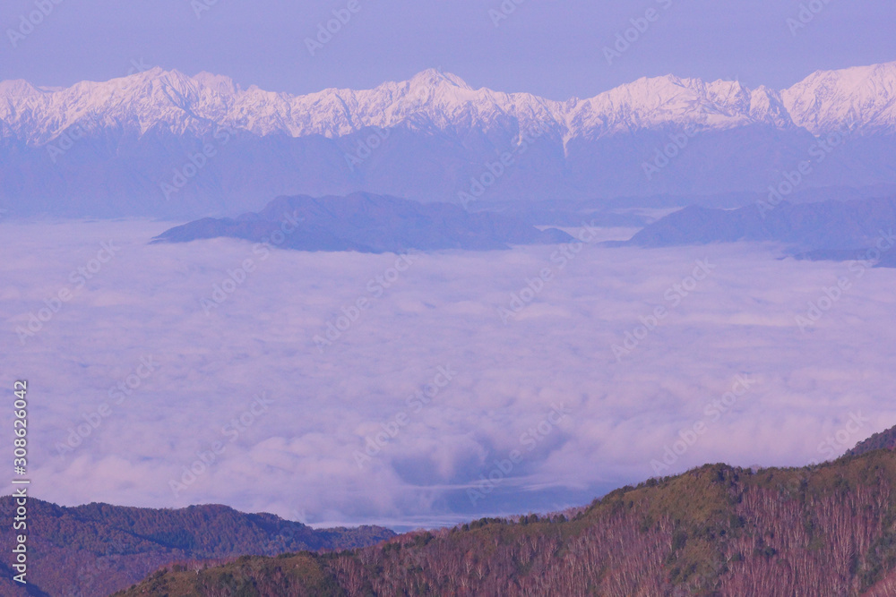 Mountain range and sea of clouds
