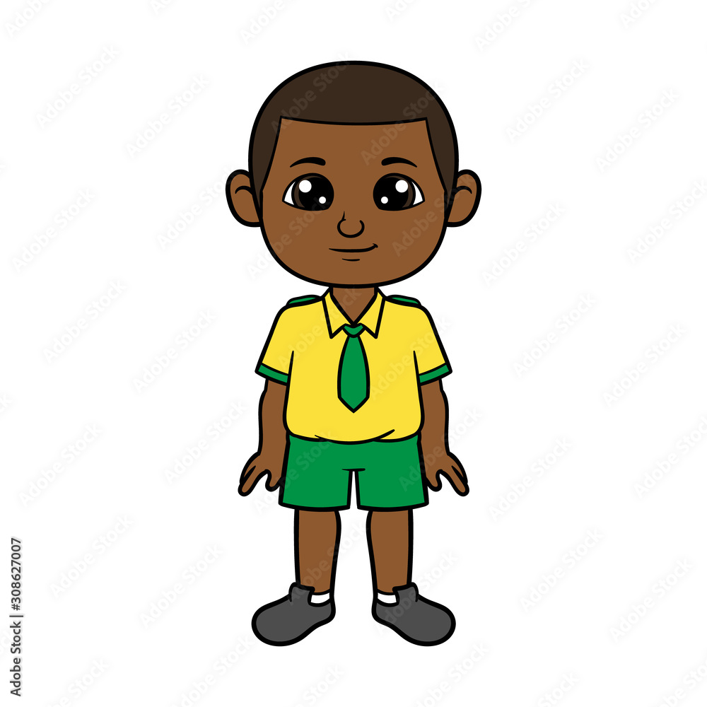 Cartoon Boy in Uniform Illustration