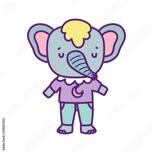 baby shower cute elephant with clothes cartoon