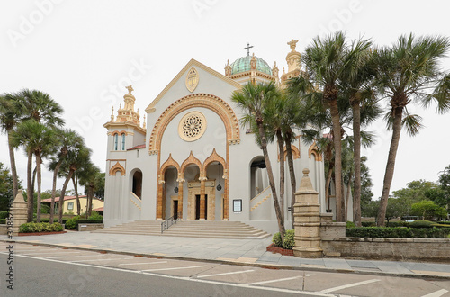 Memorial Presbyterian Church, a historic church built in 1889 by industrialist Henry Morrison Flagler in memory of his daughter Jennie Benedict. The church is located in St. Augustine, Florida, USA.
