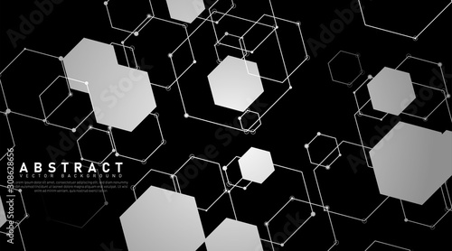 abstract vector background. overlapping shapes and hexagon lines. Vector Illustration For Wallpaper, Banner, Background, Card, Book Illustration, landing page