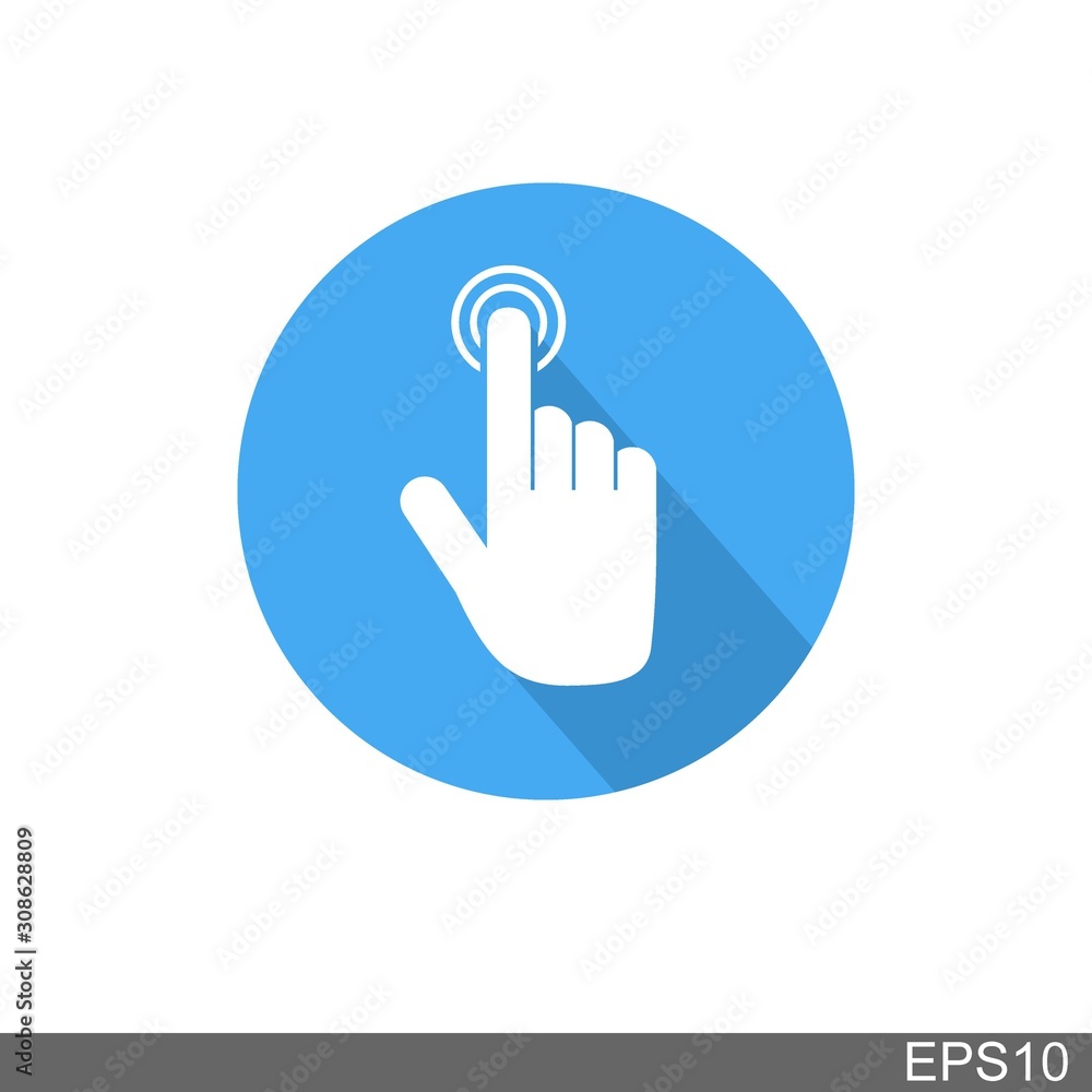 Cursor pointer symbol .Hand Click linear style in the blue circle .logo illustration. Cursor pointer symbol .Hand Click linear style in the blue circle .logo illustration.