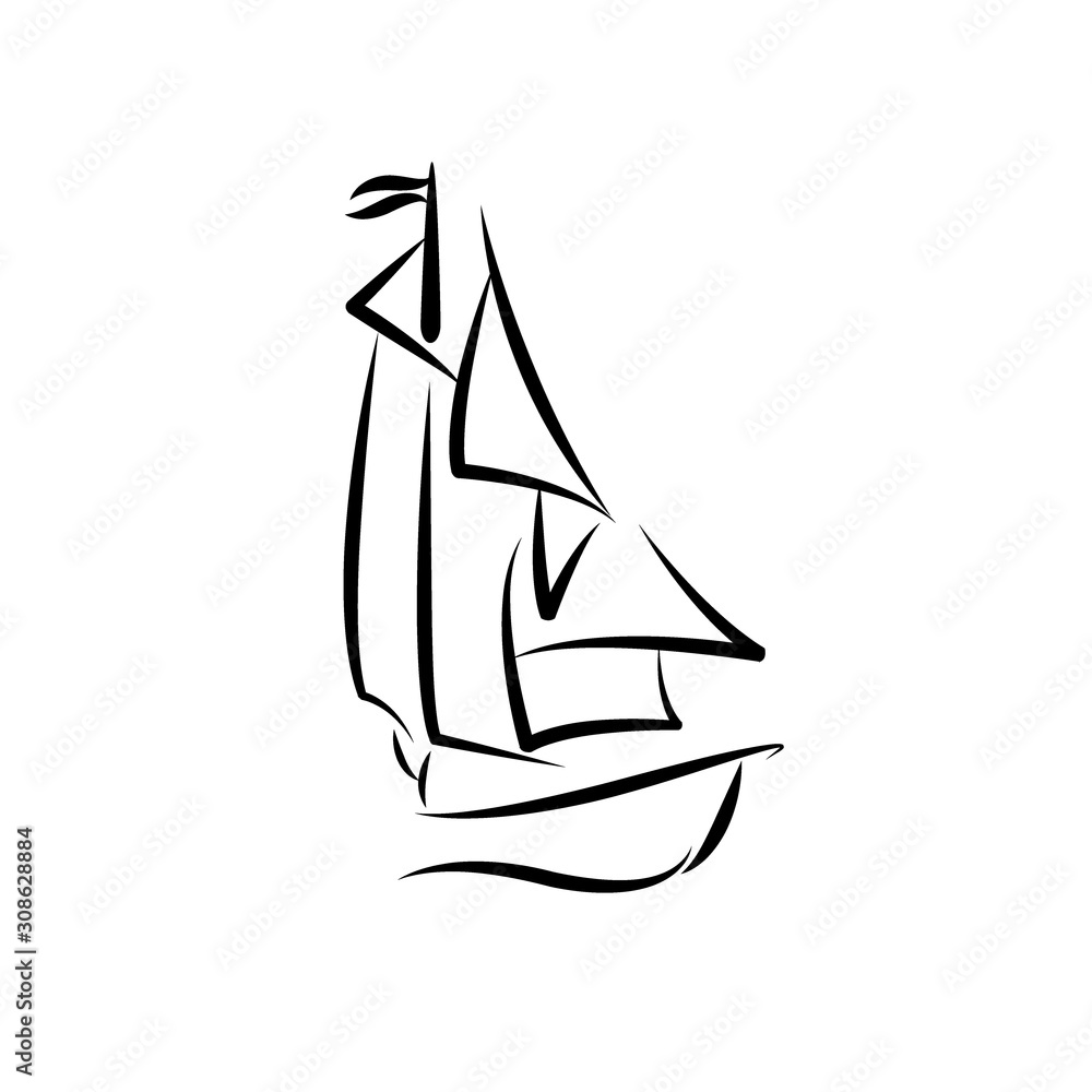 continuous line drawing of sailing boat continuous line drawing of sailing boat
