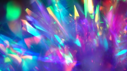 Holographic iridescent color wrinkled foil. Abstract glitter texture with neon purple blue ultraviolet pink colors