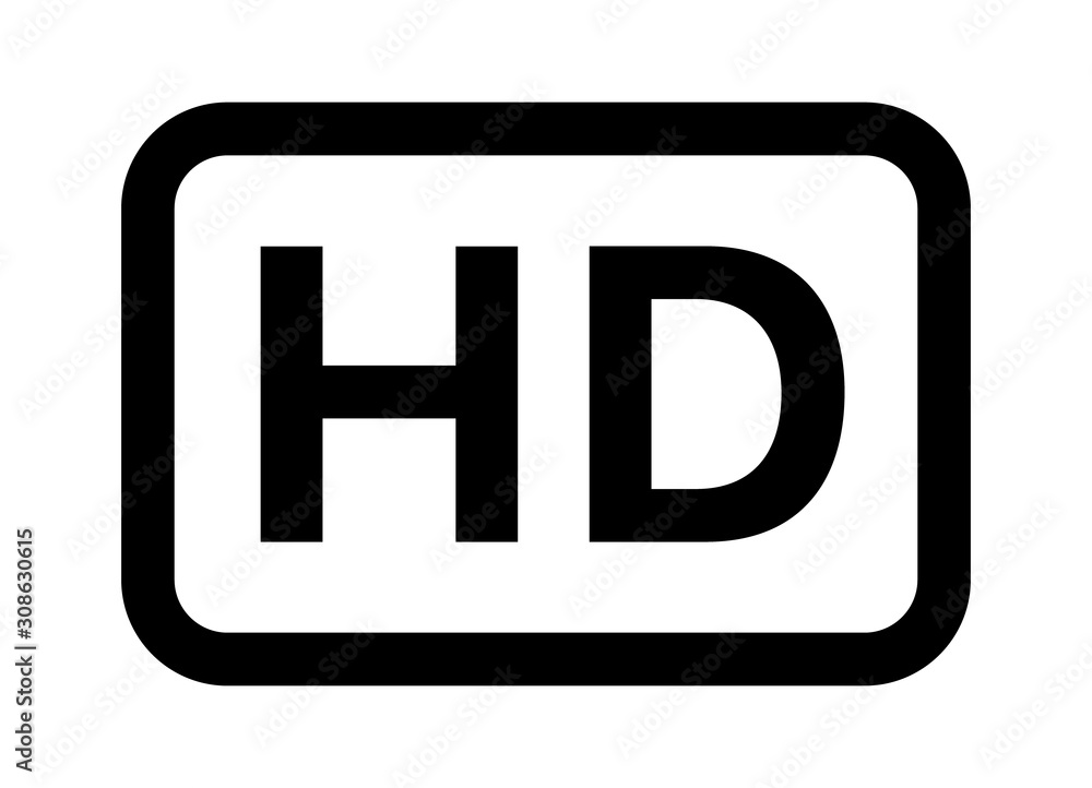 HD / high definition video image resolution or media badge label line art vector icon for apps and websites HD / high definition video image resolution or media badge label line art vector icon for apps and websites
