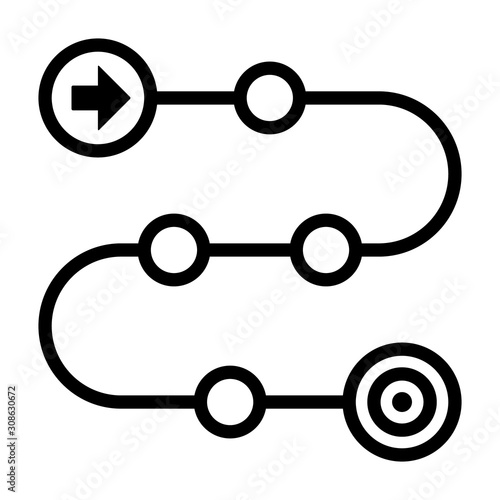 Product roadmap or project development roadmapping line art vector icon for apps and websites