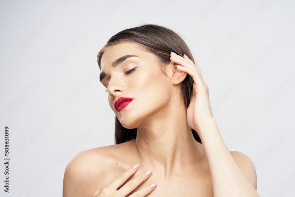 beautiful woman bare shoulders clean skin beautiful woman bare shoulders clean skin