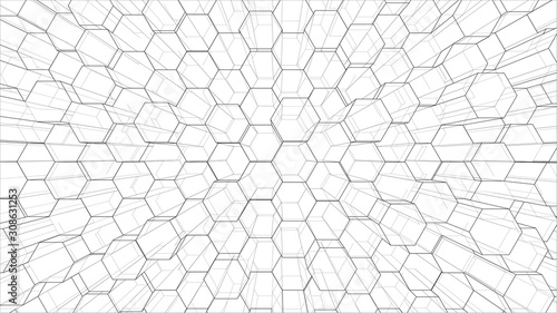 Abstract background of hexagons outline. Vector © cherezoff