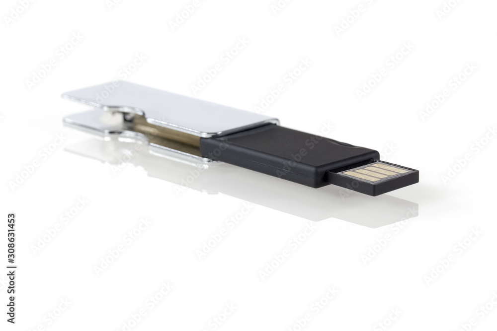 USB pen drive black and metal with a reflection USB pen drive black and metal with a reflection