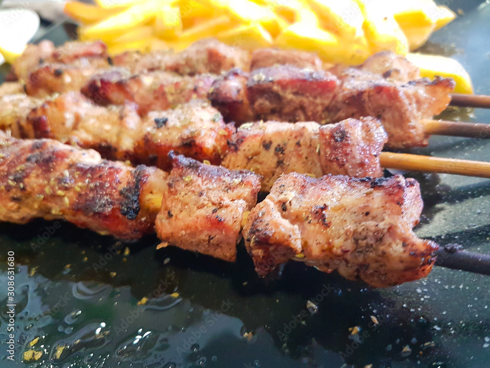souvlaki greek ethic food from roasted meat