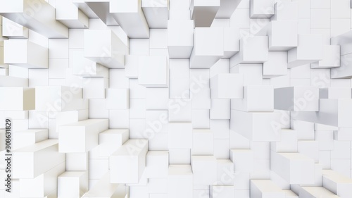 Abstract 3D illustration of white cubes background © cherezoff
