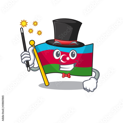 Cartoon character design of flag azerbaijan Magician style