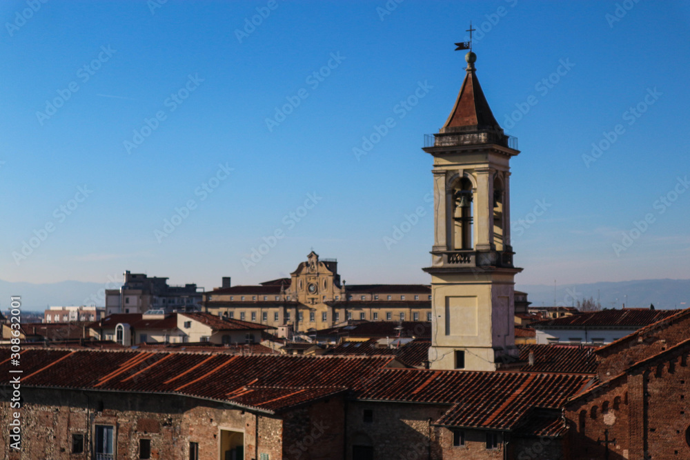 Prato city view from emperor's castle wall, Tuscany, Italy