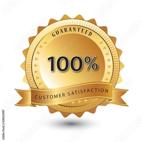 Vector 100% customer satisfaction guaranteed label or sign