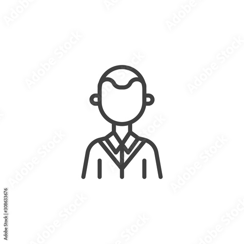 Student boy avatar line icon. Male user profile linear style sign for mobile concept and web design. Faceless man person outline vector icon. People avatar symbol, logo illustration.