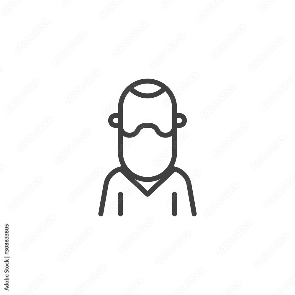 Bearded man avatar line icon. linear style sign for mobile concept and web design. Faceless man with beard portrait outline vector icon. Symbol, logo illustration. Vector graphics Bearded man avatar line icon. linear style sign for mobile concept and web design. Faceless man with beard portrait outline vector icon. Symbol, logo illustration. Vector graphics