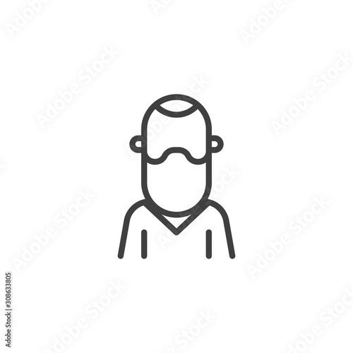 Bearded man avatar line icon. linear style sign for mobile concept and web design. Faceless man with beard portrait outline vector icon. Symbol, logo illustration. Vector graphics © alekseyvanin