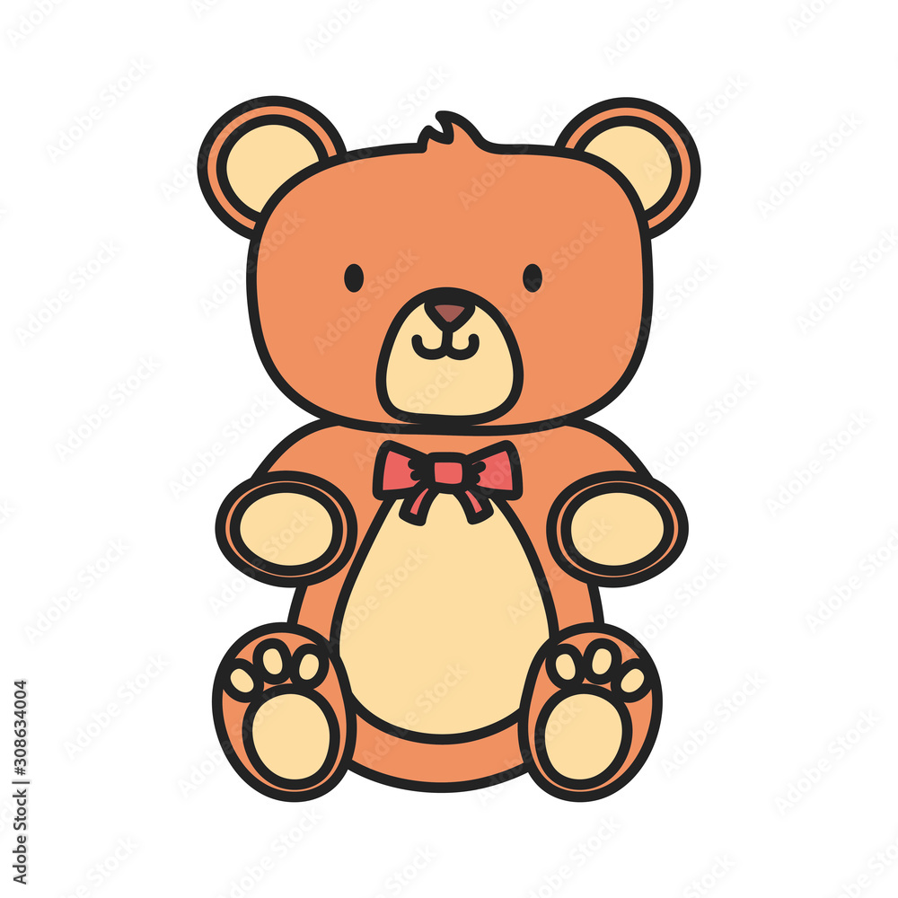 Obraz premium kids toy, cute teddy bear with bow tie icon
