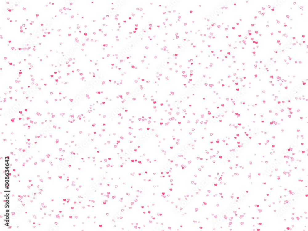 Small hearts, red and pink, white background - vector
