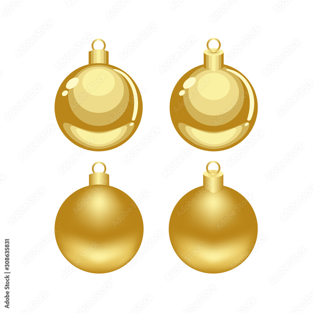 Christmas golden vector cartoon and mesh ornaments Christmas golden vector cartoon and mesh ornaments