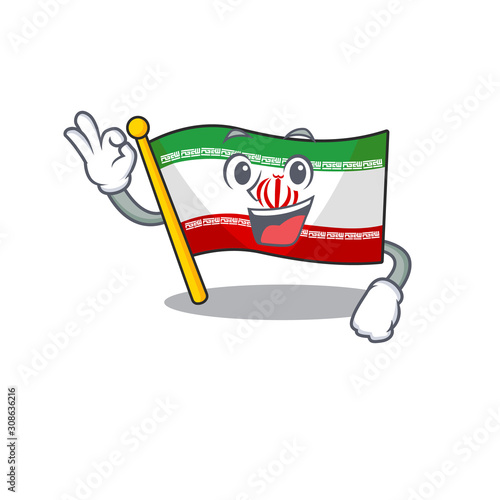 Sweet flag iran cartoon character making an Okay gesture