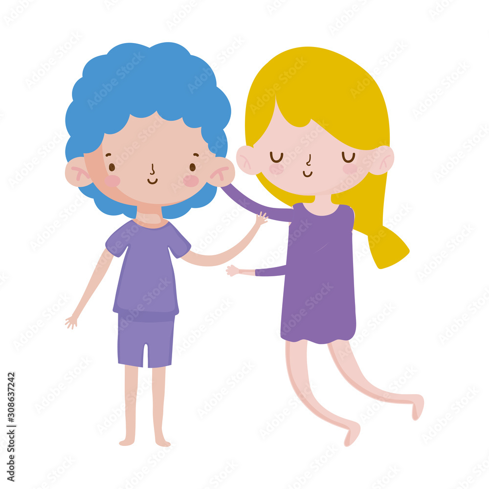 happy little boy and girl cartoon character happy little boy and girl cartoon character