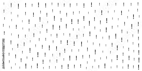Exclamation marks texture. Vector black color pattern from scattered elements.