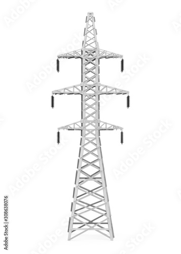 Electric Power Transmission Tower Isolated © nerthuz