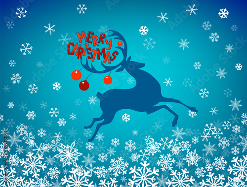 Holiday greetings. Christmas deer silhouette. Vector
