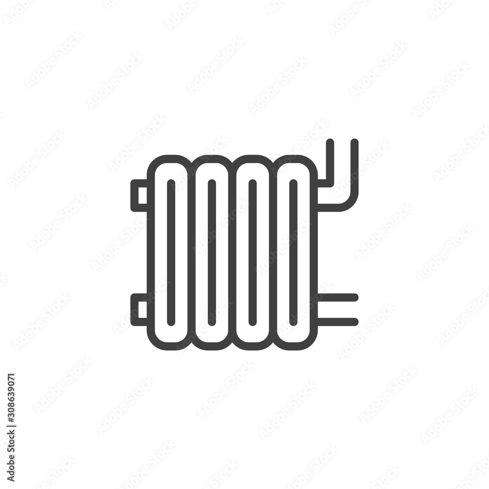 Heater battery line icon. linear style sign for mobile concept and web design. Central heating battery outline vector icon. Radiator symbol, logo illustration. Vector graphics Heater battery line icon. linear style sign for mobile concept and web design. Central heating battery outline vector icon. Radiator symbol, logo illustration. Vector graphics