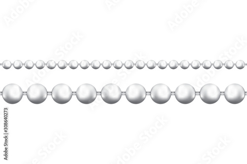 Realictic Metal Beads Chain on a white background. Vector illustration