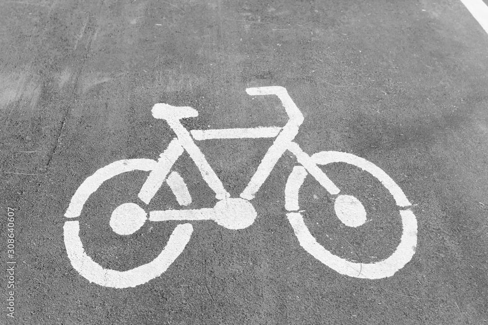 Empty cycle track with bike lane sign. Empty cycle track with bike lane sign.