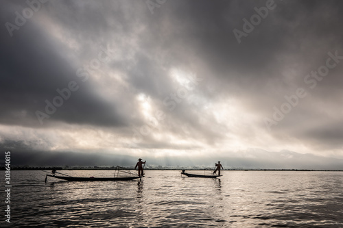 Obraz na plátně fishermen on Inle Lake