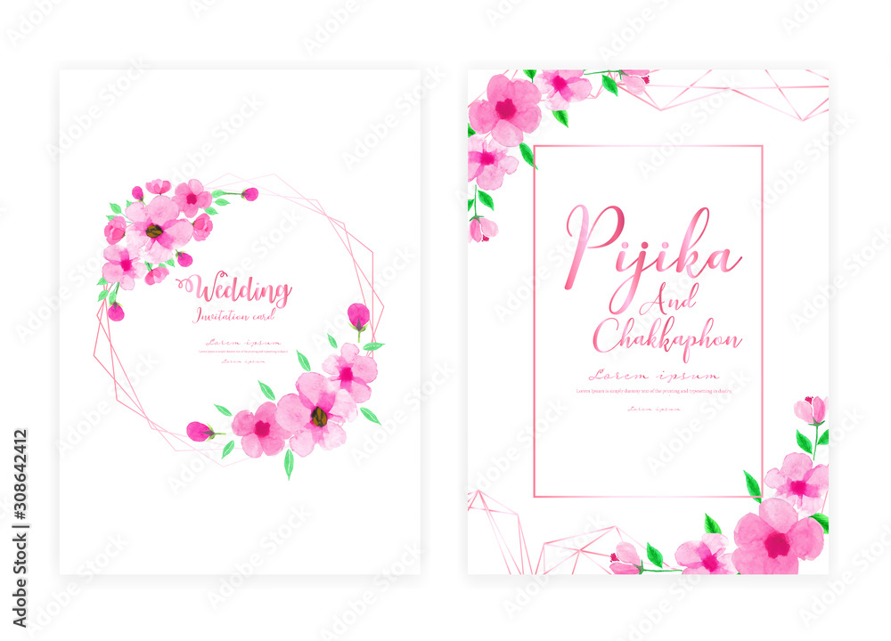 Save the date wedding card. Wedding invitation cards with flower watercolor. Wedding card design vector illustration.