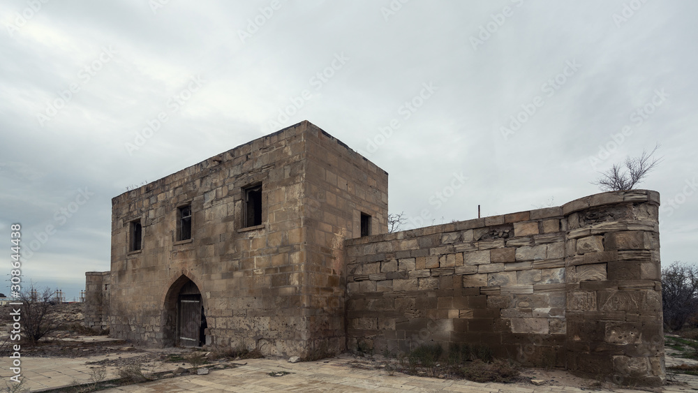 The ancient abandoned Garachi caravanserai, refers to the XIV century, located in Azerbaijan