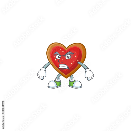 Love cookies cartoon character style with angry face