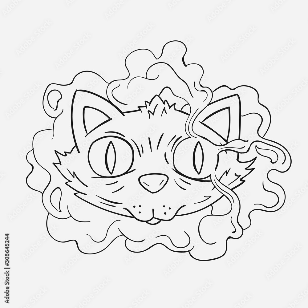 Cat in the smoke vector illustration Cat in the smoke vector illustration