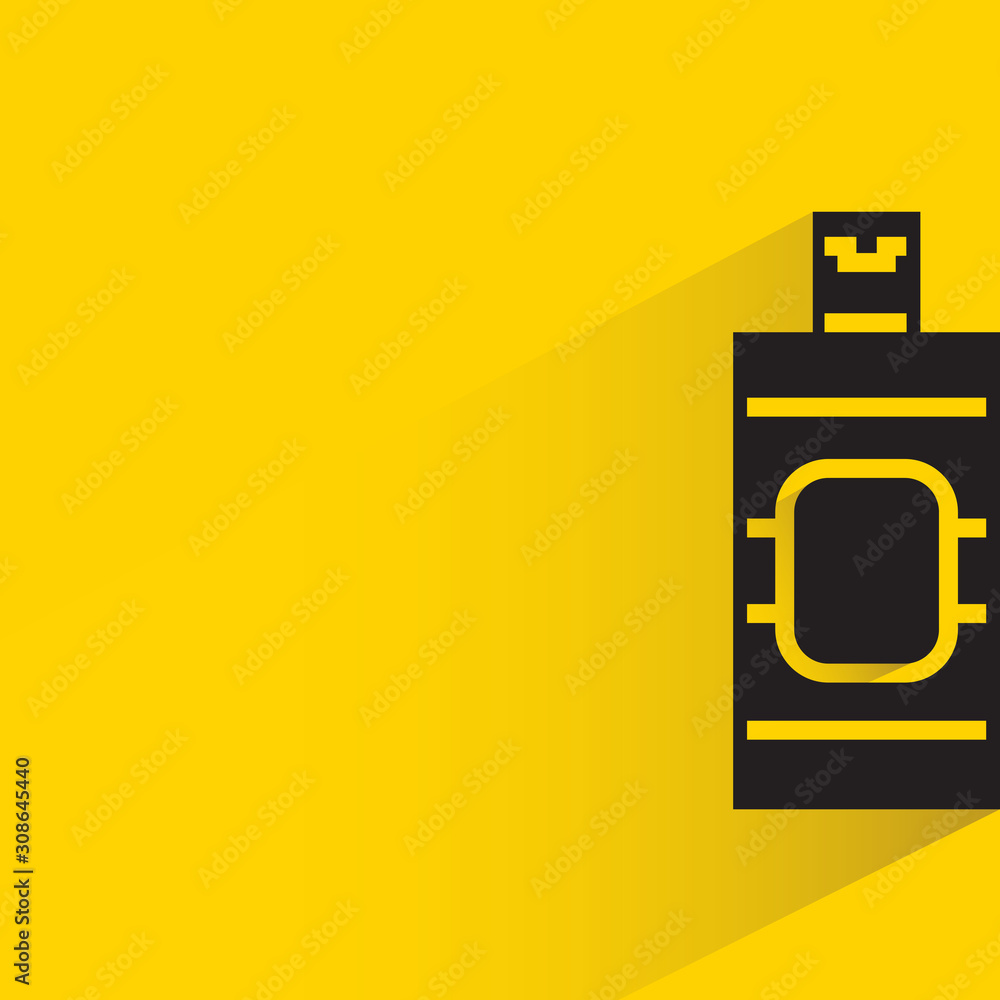 bottle with drop shadow in yellow background bottle with drop shadow in yellow background