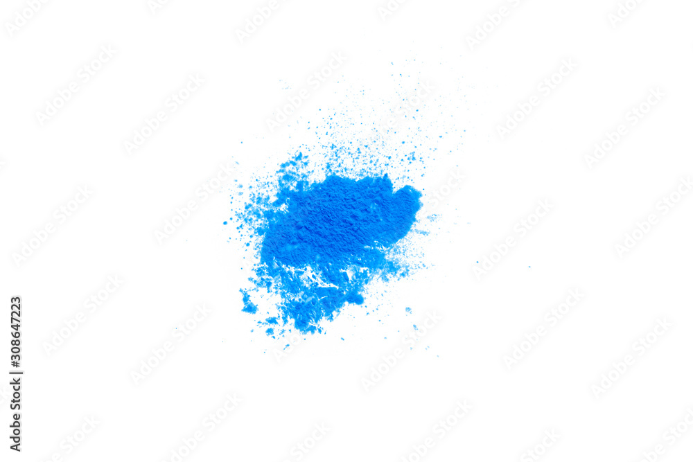 Blue Makeup powder texture isolated on white background.