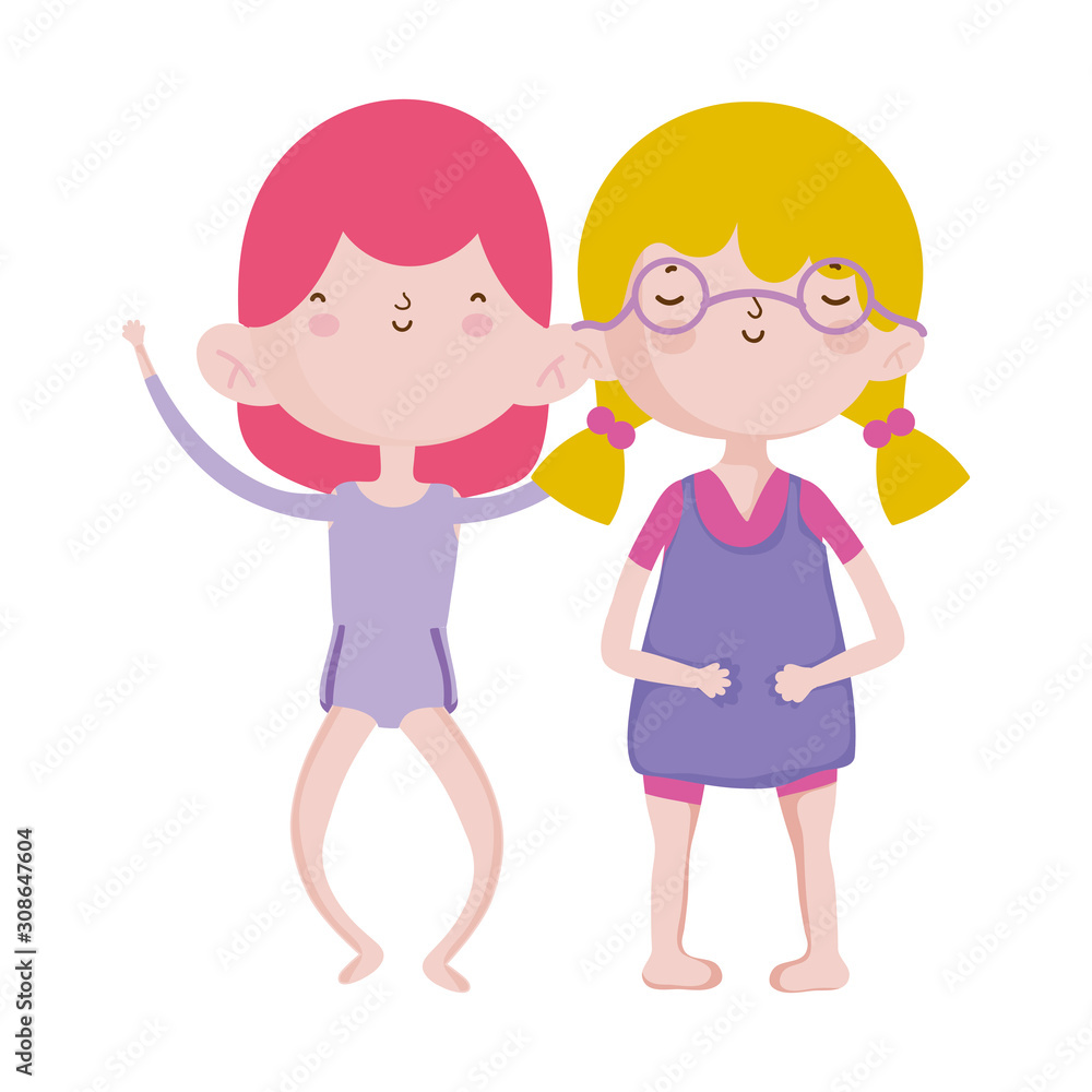 cute little girls happy friends cartoon characters cute little girls happy friends cartoon characters
