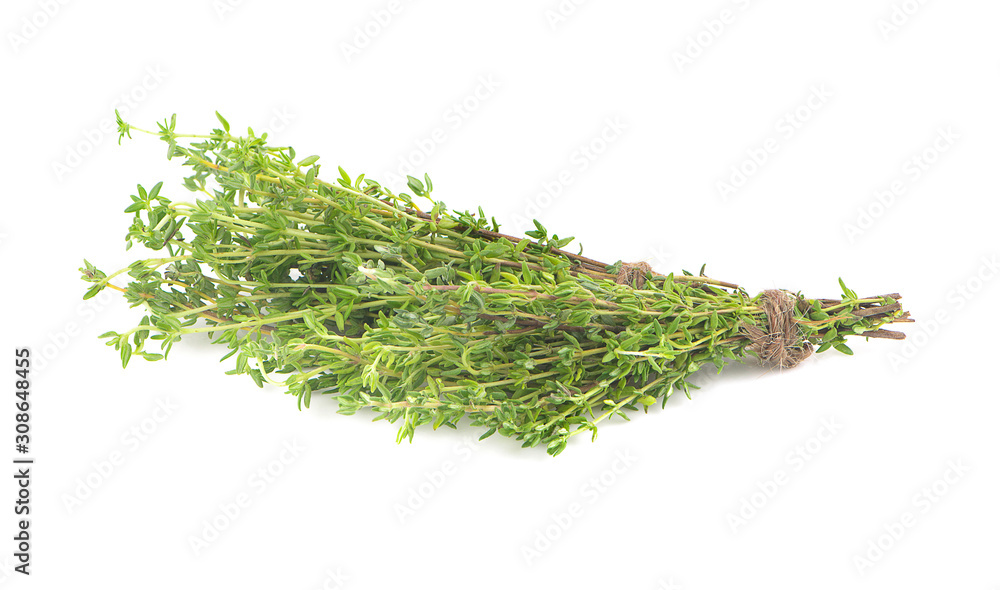 green thyme bunch an isolated on white background green thyme bunch an isolated on white background