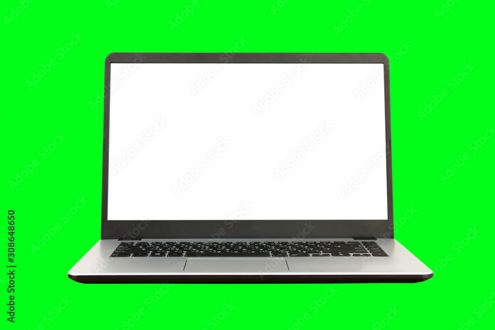 laptop isolate on green background laptop isolate on green background