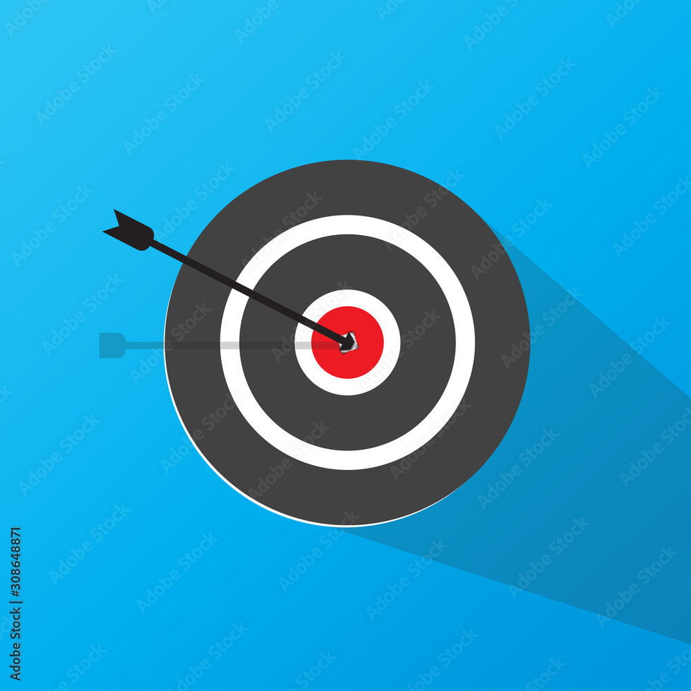 Target icon in vector shape with a blue background Target icon in vector shape with a blue background