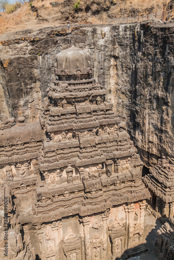 Carved Kailasa Temple in Ellora, Maharasthra state, India Carved Kailasa Temple in Ellora, Maharasthra state, India