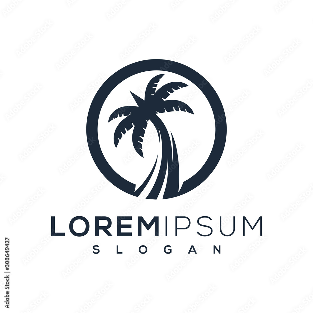 Fototapeta premium palm beach logo design ready to use