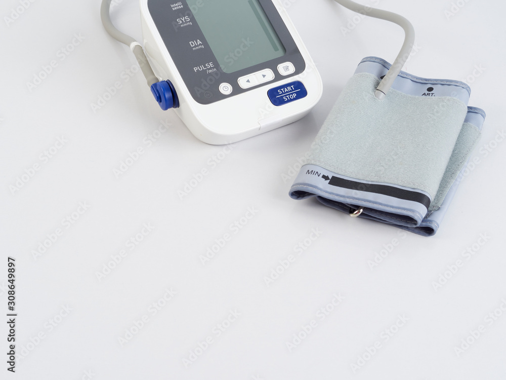 Automatic blood pressure monitor on white background. Automatic blood pressure monitor on white background.