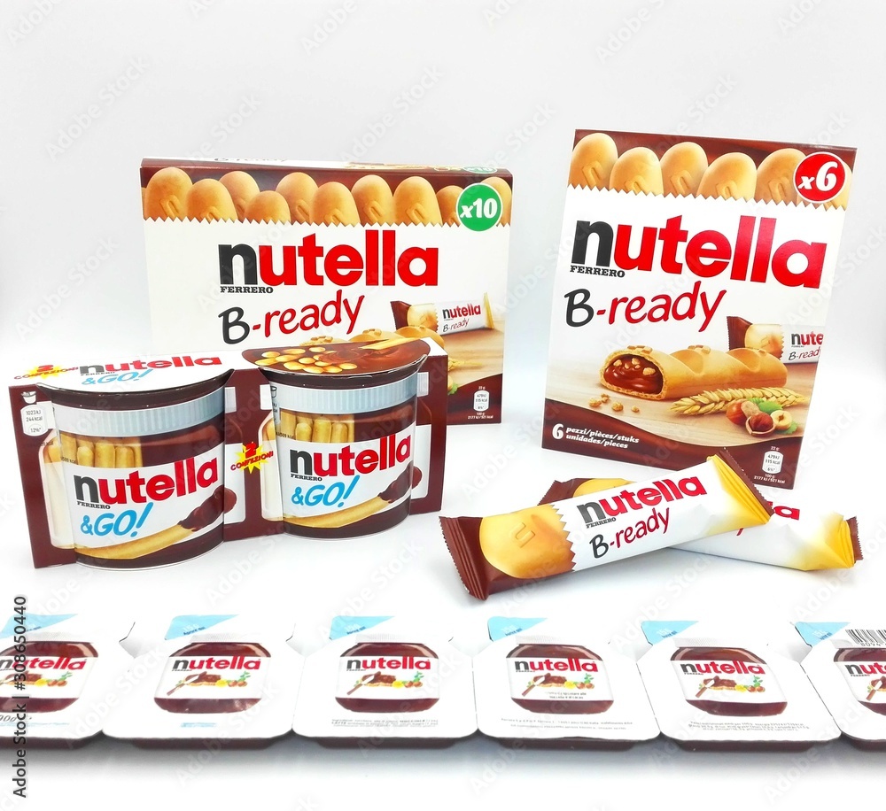 Italy – February 8, 2019: NUTELLA B-ready snack, wafer filled with Nutella  the Italian chocolate cream produced by Ferrero Stock Photo | Adobe Stock