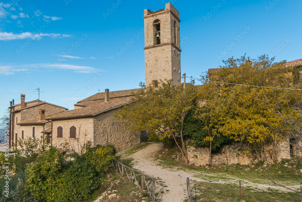 Panoramic view of Campello Alto medieval village in Umbria