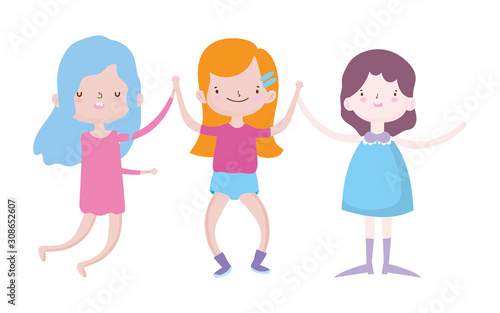 group little girls friends cartoon character