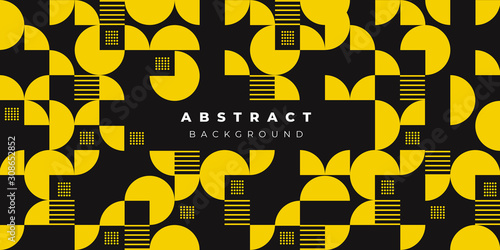 Yellow Black Silver Memphis Circle Dot Line Abstract Background Vector Illustration